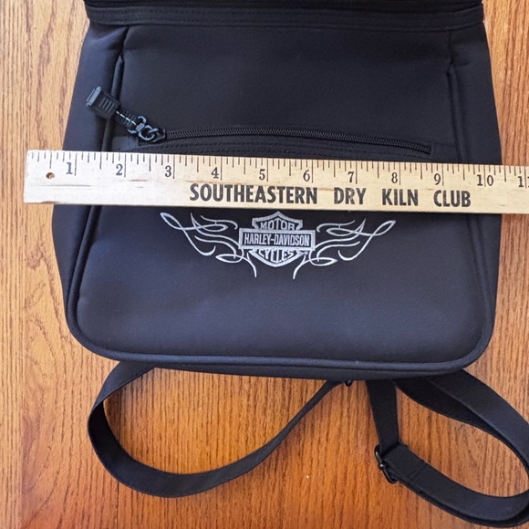 Harley Davidson Nylon Backpack Small Black HD embroidered Moto Biker Bag tote - Picture 5 of 7